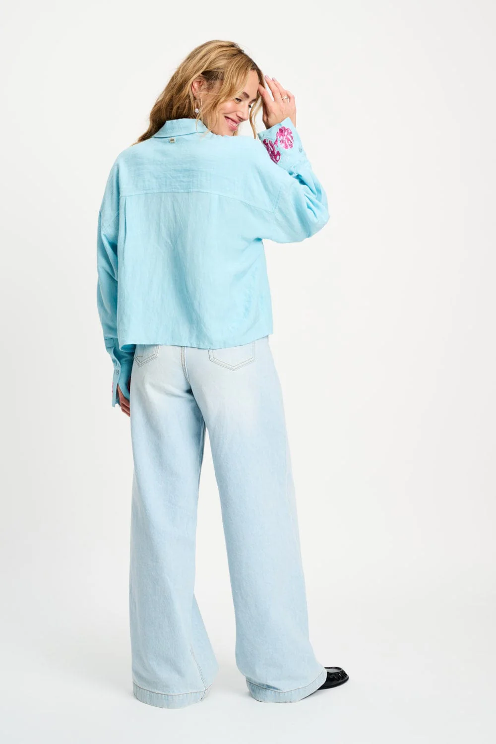 BLOUSE - Blue Sequins Urban Flora - Image 5