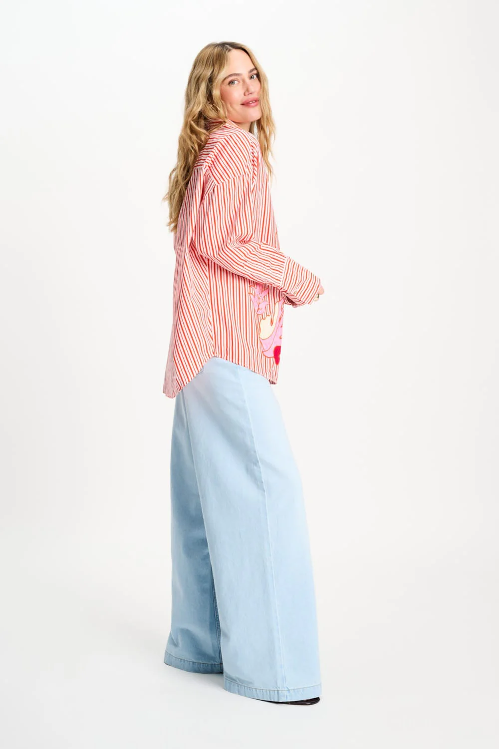 BLOUSE - Poplin Striped Orange - Image 4