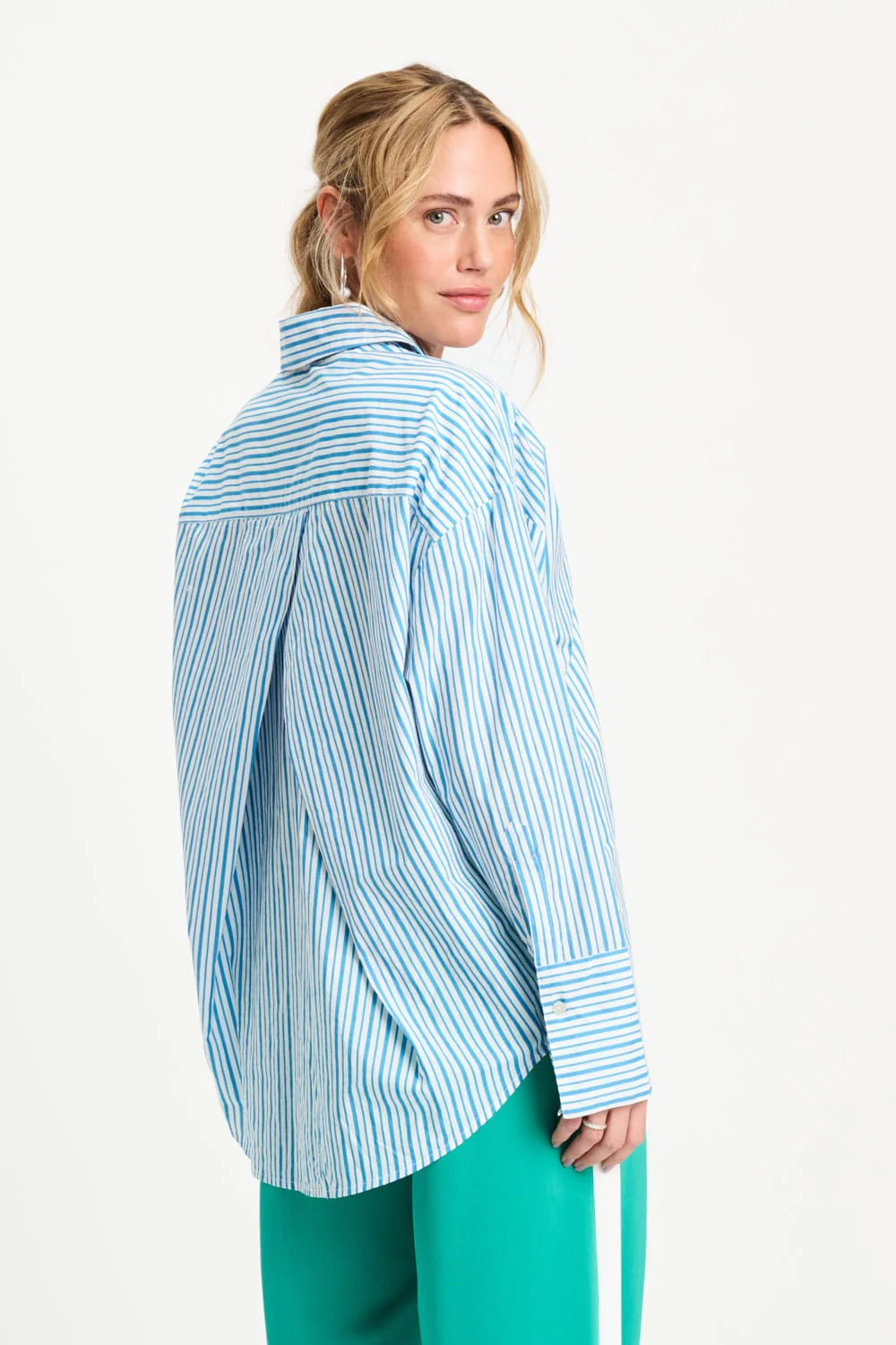 BLOUSE - Poplin Striped Smashing Blue - Image 4
