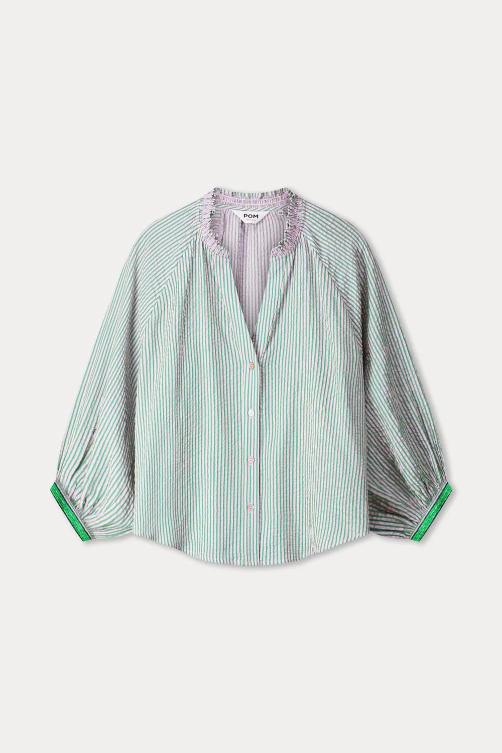BLOUSE - Seersucker Green Pink - Image 2