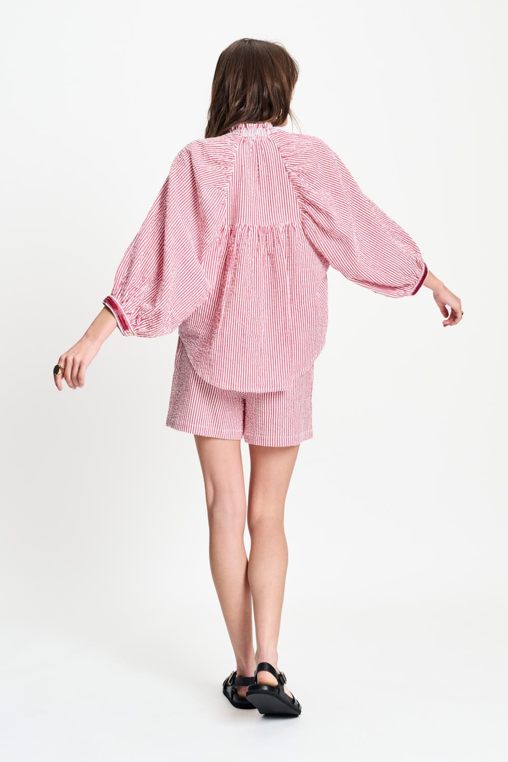 BLOUSE - Seersucker Red White - Image 4