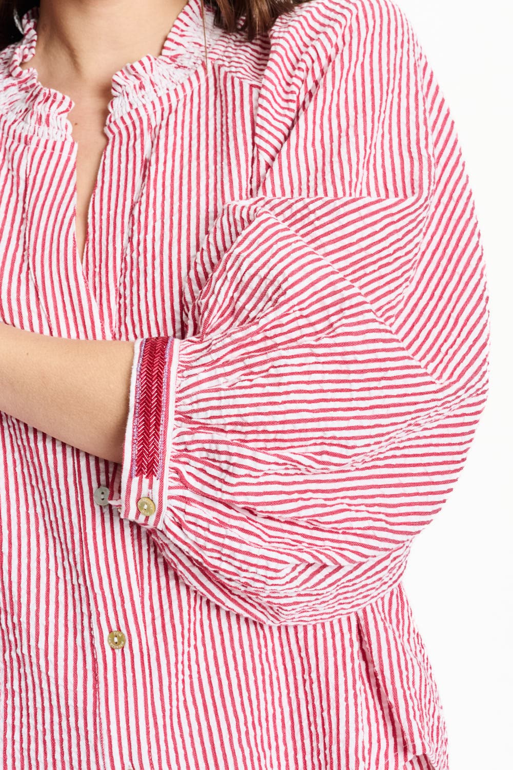 BLOUSE - Seersucker Red White - Image 5