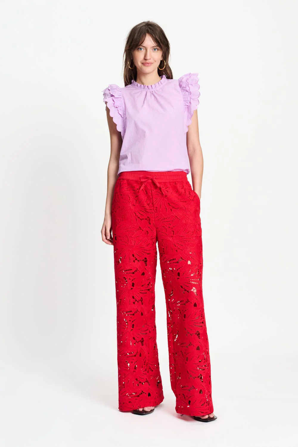 BROEK - Lace Bloom Red