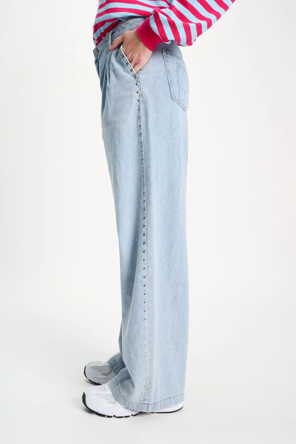 JEANS - Denim Mid Blue Studs - Image 4