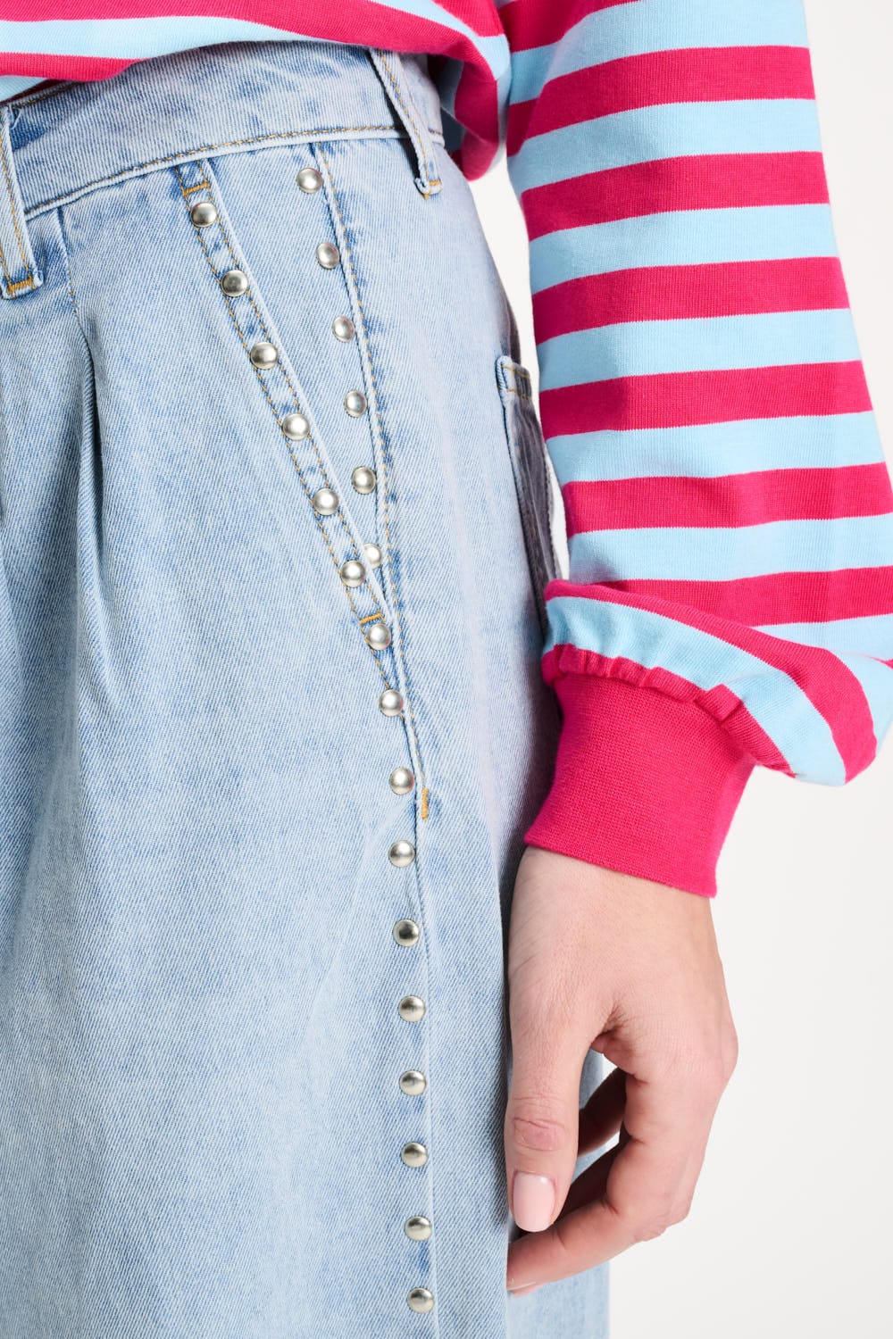 JEANS - Denim Mid Blue Studs - Image 6