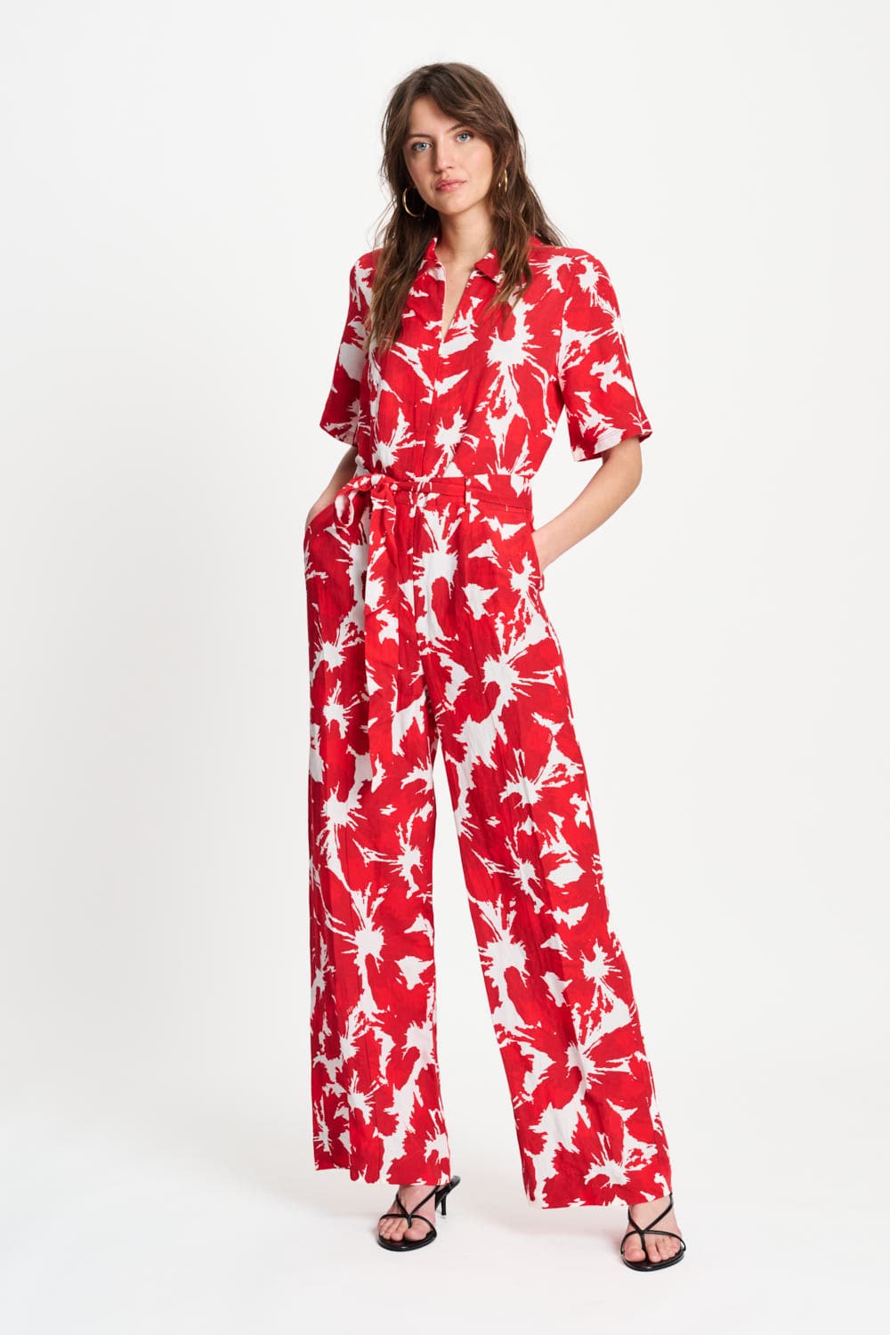 JUMPSUIT - Bubble Bloom Red Linen - Image 3