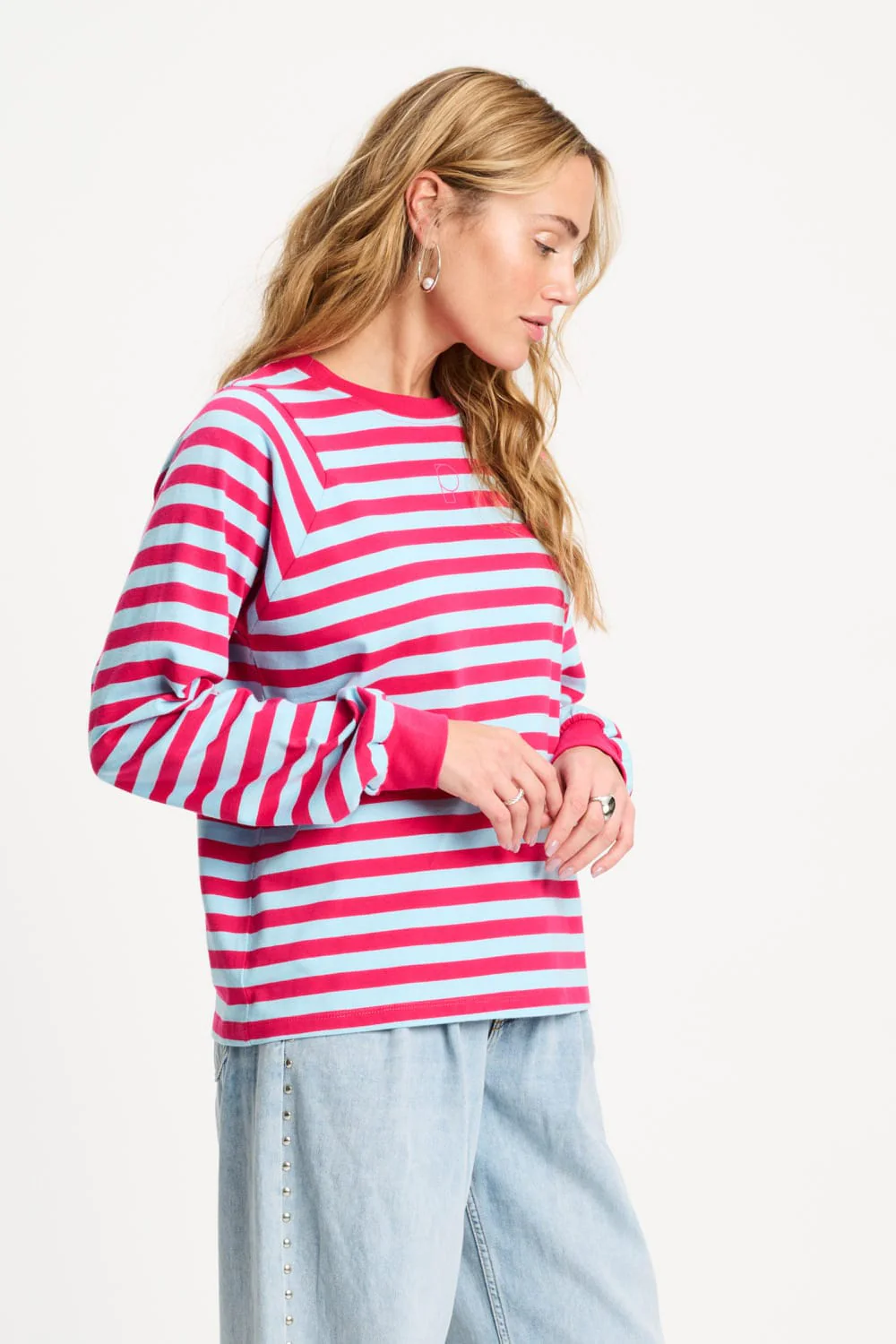 TOP - Striped Bright Rose Blue - Image 3