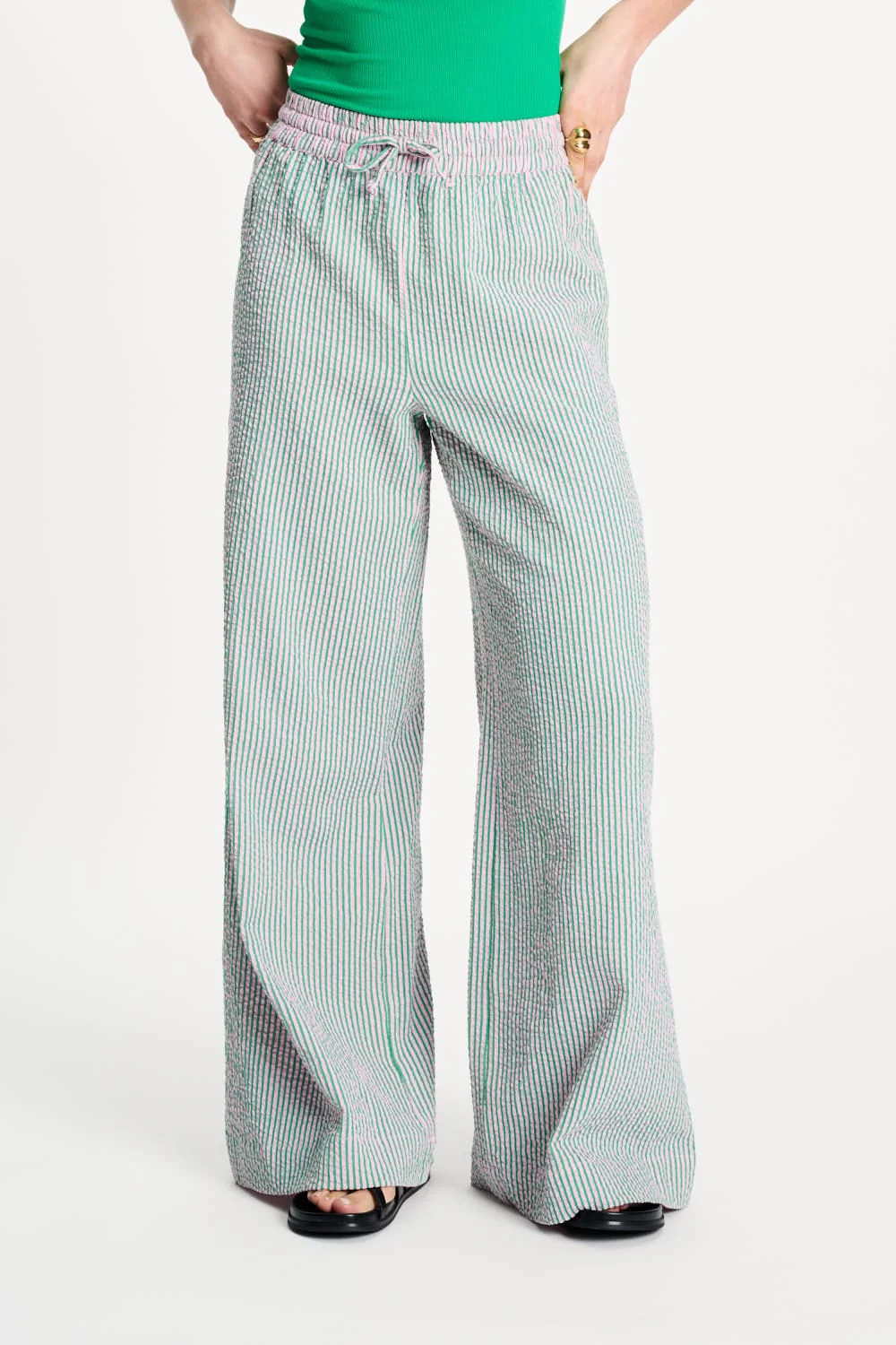 BROEK - Seersucker Green Pink - Image 3