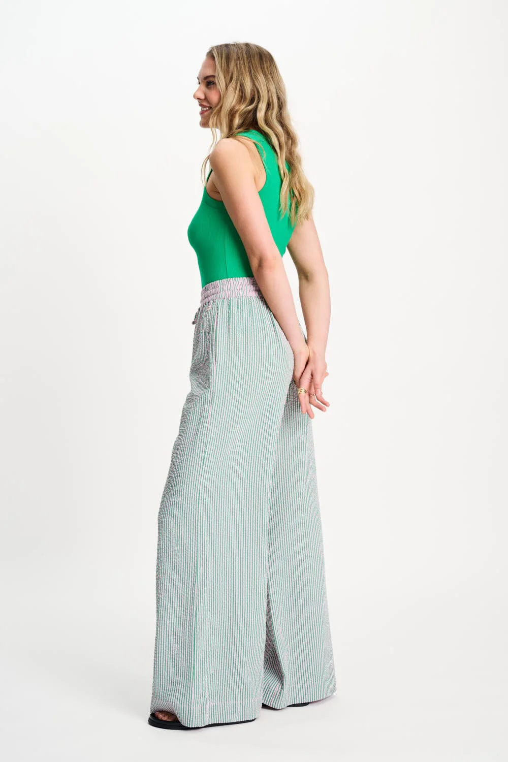 BROEK - Seersucker Green Pink - Image 4