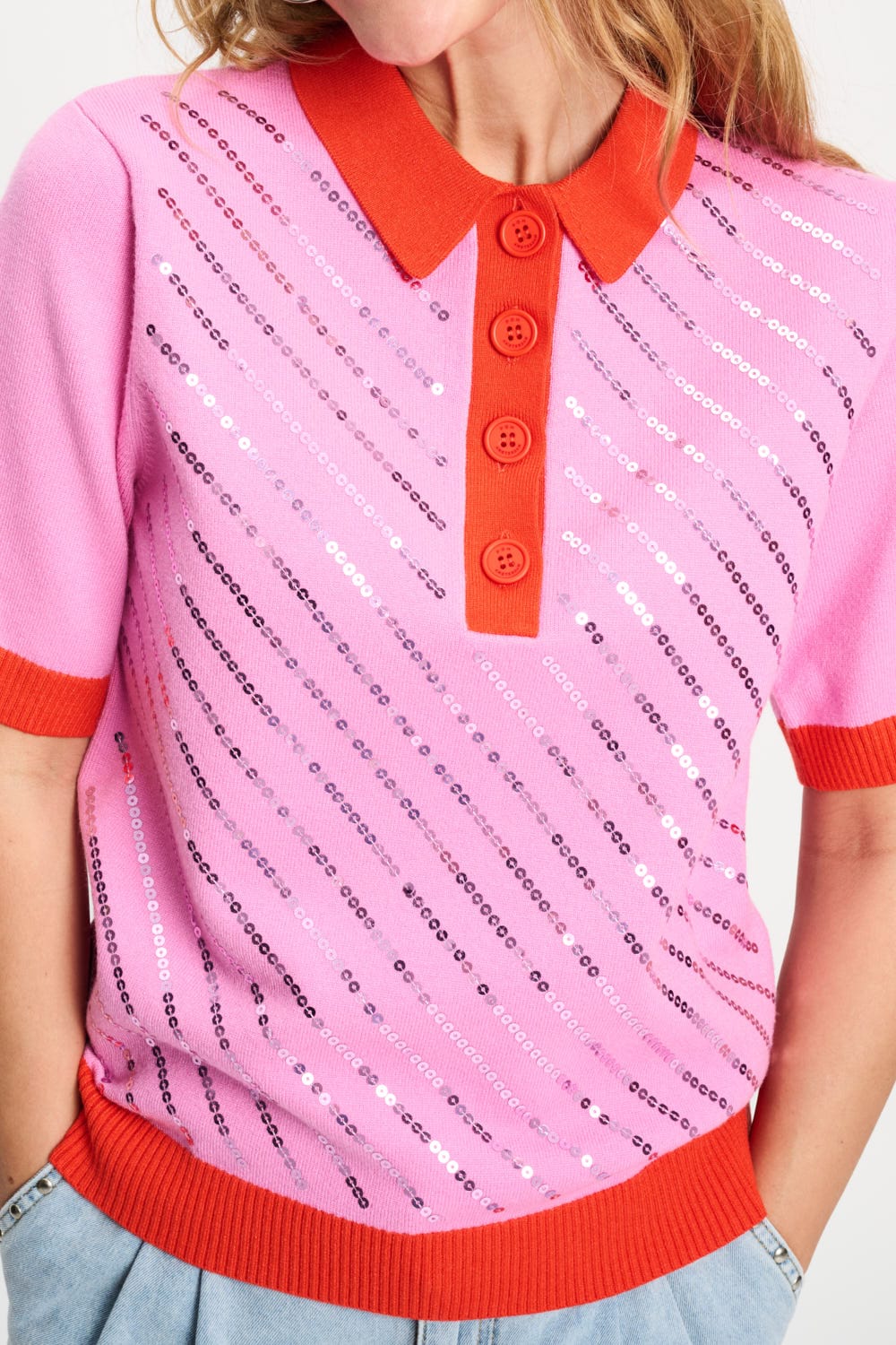 TOP - Polo Sequins Cheering Pink - Image 6